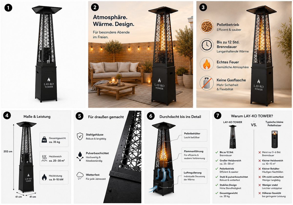 LAY-KO TOWER Premium Pellet Heater