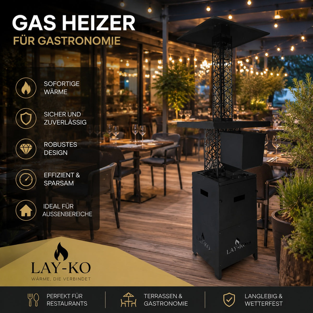 LAY-KO TOWER TABLE Pellet Heater with Integrated Table