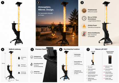 LAY-KO GRANDE Premium Outdoor Pellet Patio Heater